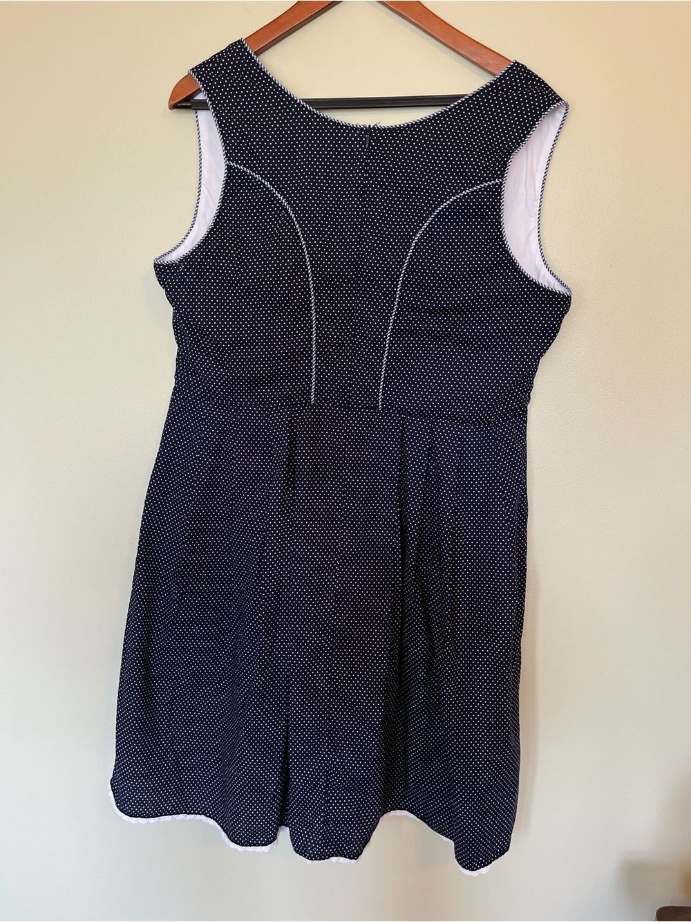 Oktoberfest GloryStar Navy Blue Polka Dot Dirndl Dress L 12-14 - Picture 4 of 6